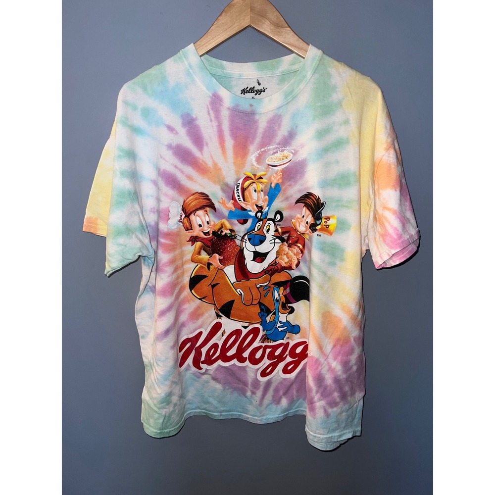Kelloggs Tie Dye Graphic T-Shirt XL Tony the Tiger Toucan Sam Cereal Mascots